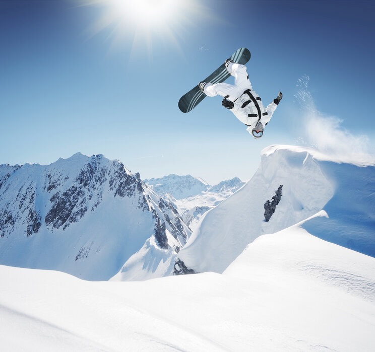 Snowboarding in the Colorado mountains
